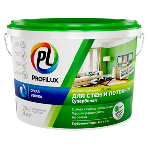 Profilux PL-04А Краска для стен и потолков акриловая глубокоматовая 3.18 кг.